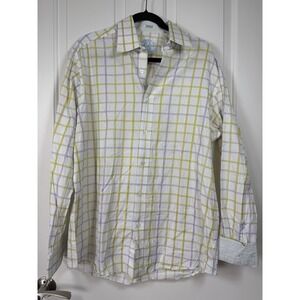 Bugatchi Men's Plaid Dress Shirt, Size LG, 21 Inch, Pit To Pit, Pre-owned